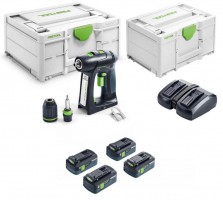 Festool 577225 Cordless drill C 18-Basic In Systainer + 577105 Energy Kit With 4 x 4ah High Power Batteries