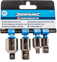 Silverline 793755 Pack of 4 Socket Wrench Converter Set - 1/4\" 3/8\" 1/2\"