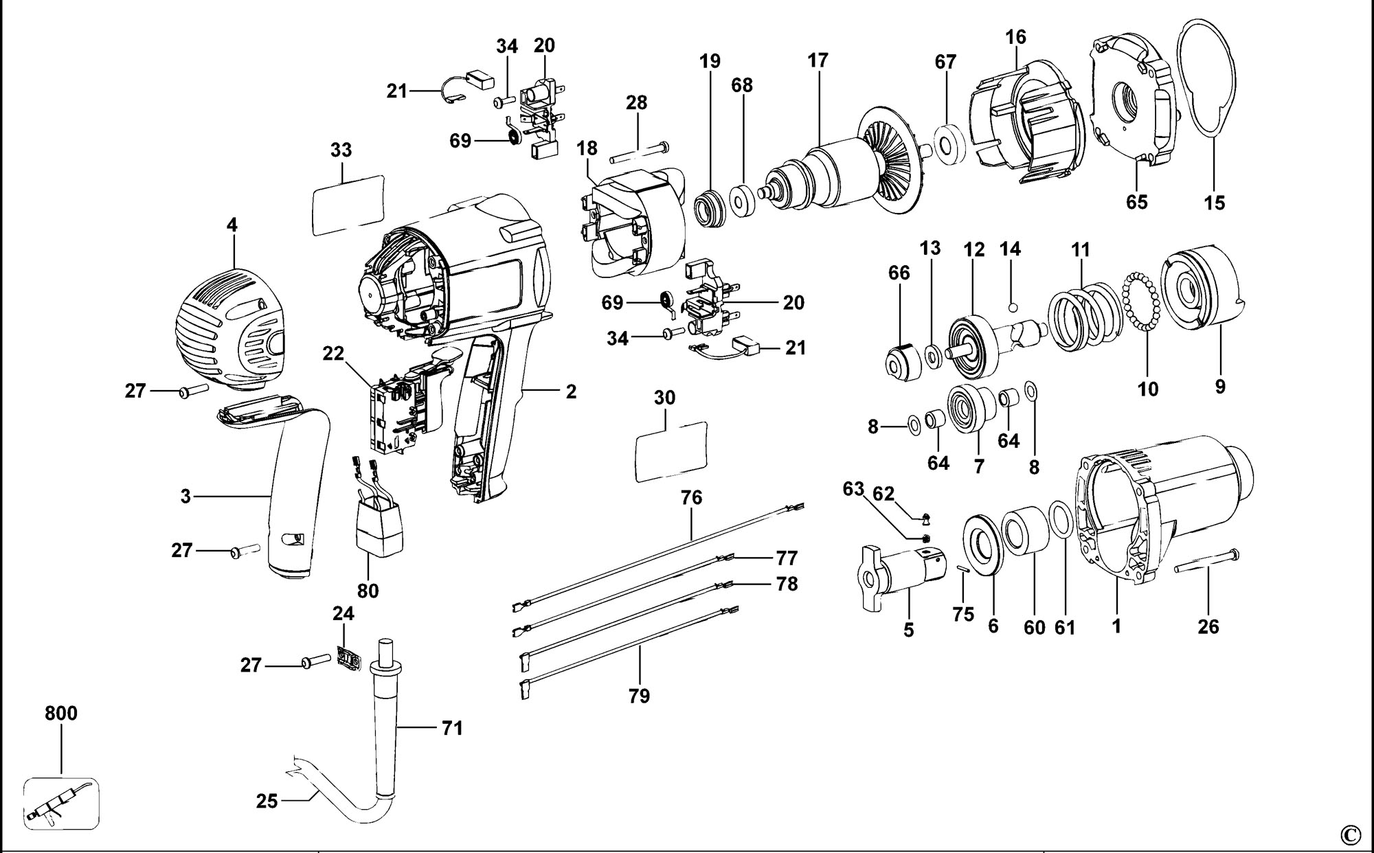 Spares for Dewalt Dw292 Impact Wrench (type 1) SPARE_DW292/TYPE_1 from
