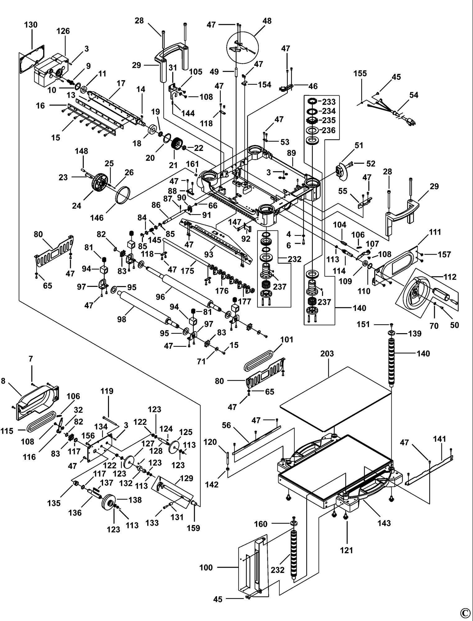 Spares for Dewalt Dw735 Planer Thicknesser (type 1) SPARE_DW735/TYPE_1
