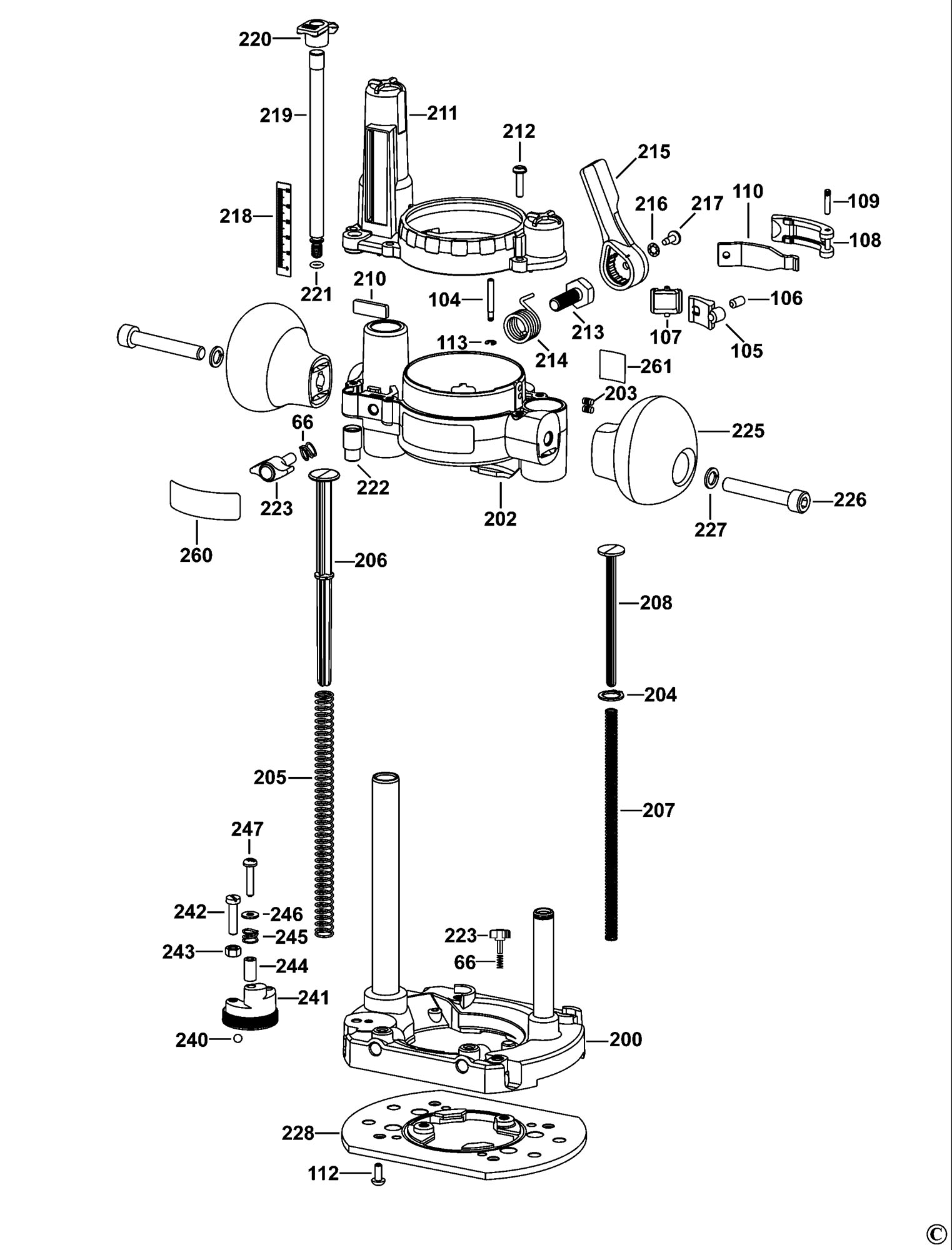 Spares for Dewalt D26204k Router (type 1) SPARE_D26204K/TYPE_1 from