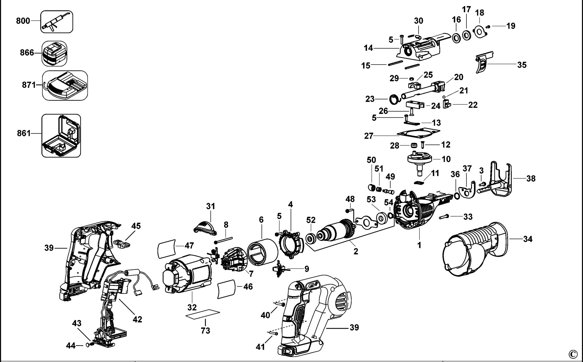 Spares for Dewalt Dcs380 Cordless Reciprocating Saw (type 1) SPARE