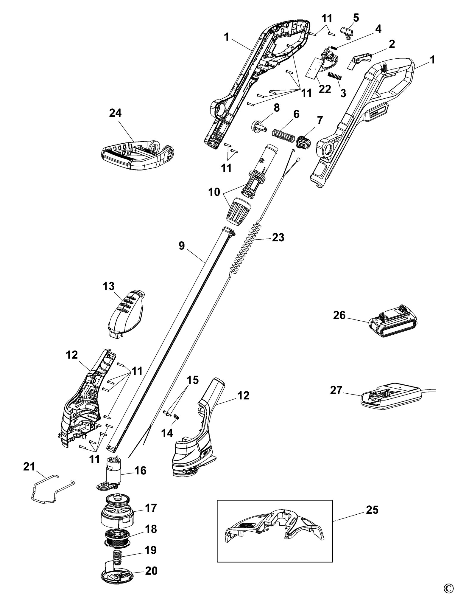 Spares for Black & Decker Lst220 String Trimmer (type 1) SPARE_LST220
