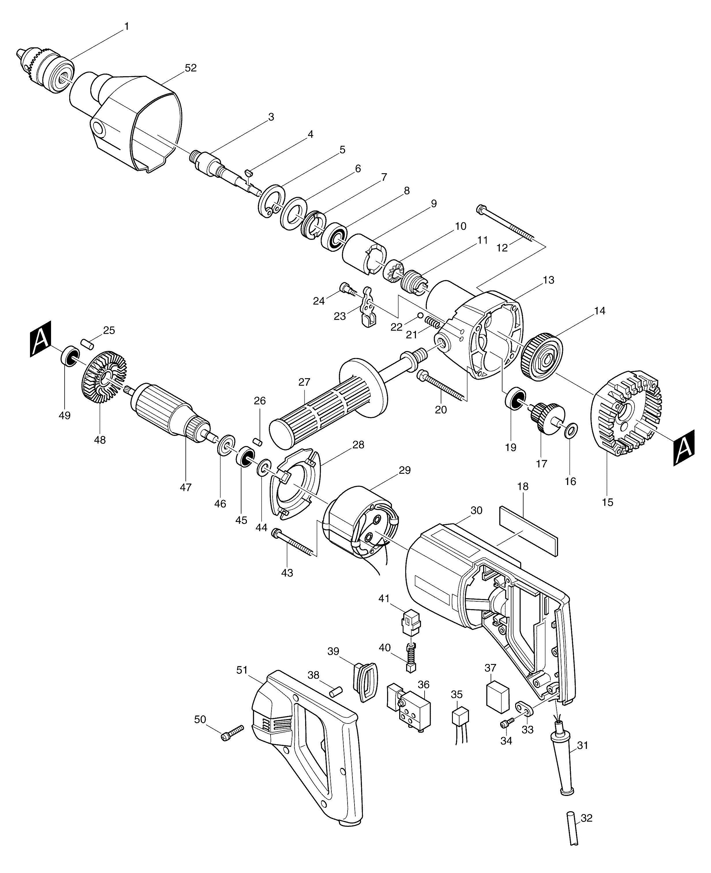 Spares for Makita 8406 Diamond Core Drill Rotary And Percussion SPARE