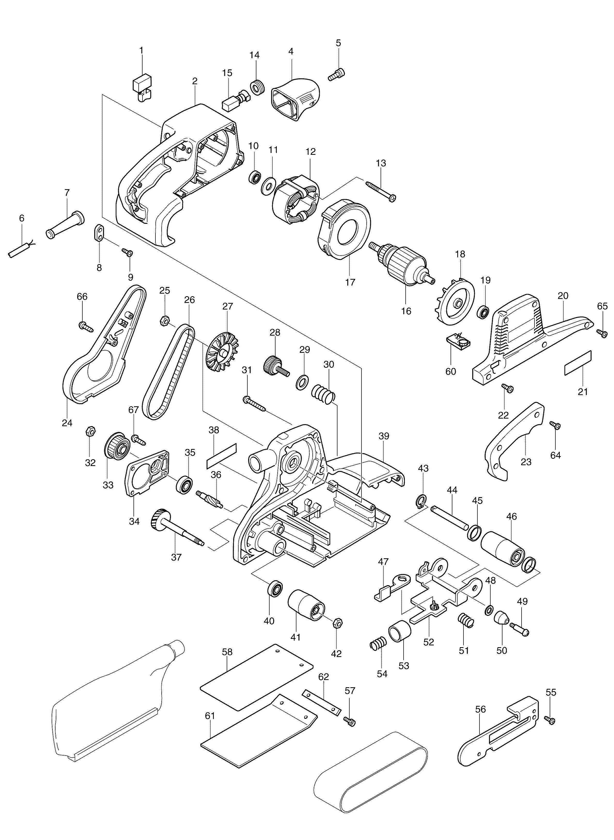 Spares for Makita 9404 Belt Sander 100x610mm SPARE_9404 from Power Tool