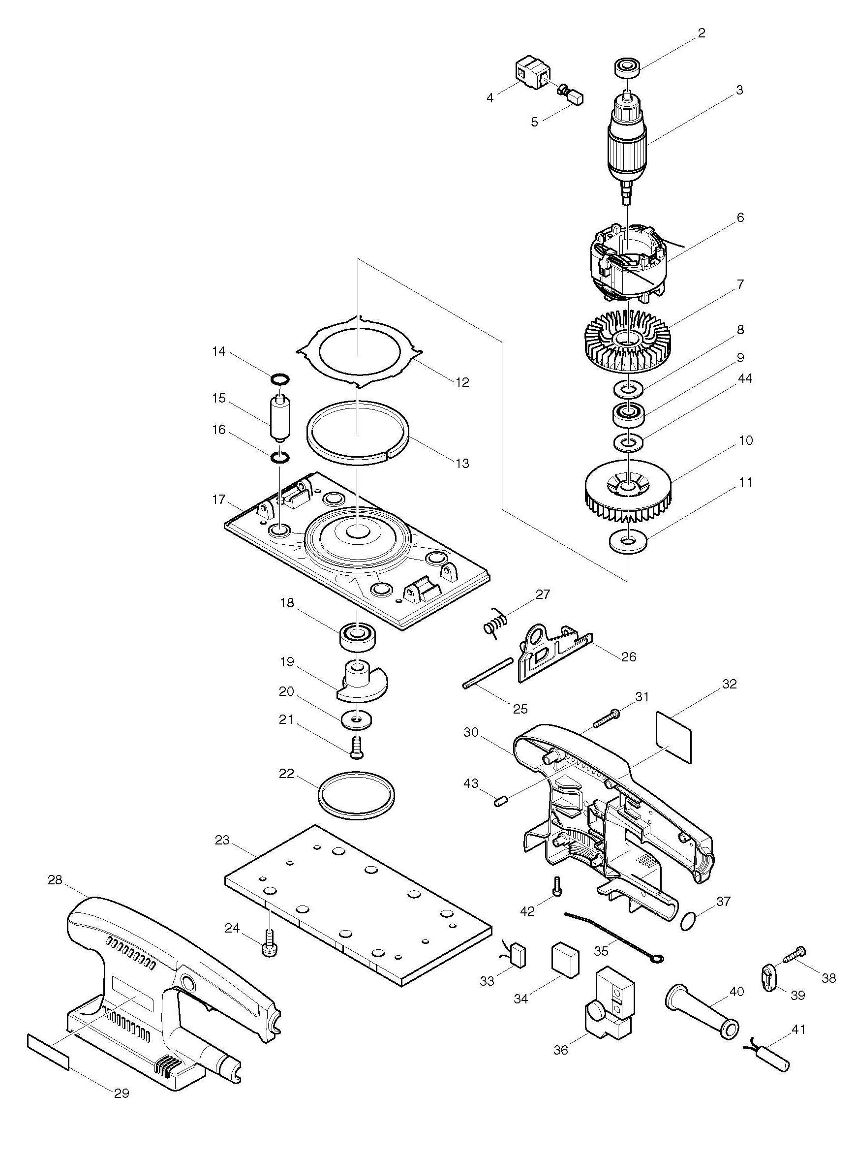 Spares For Makita Bo3700 1 3 Sheet Orbital Sander Spare