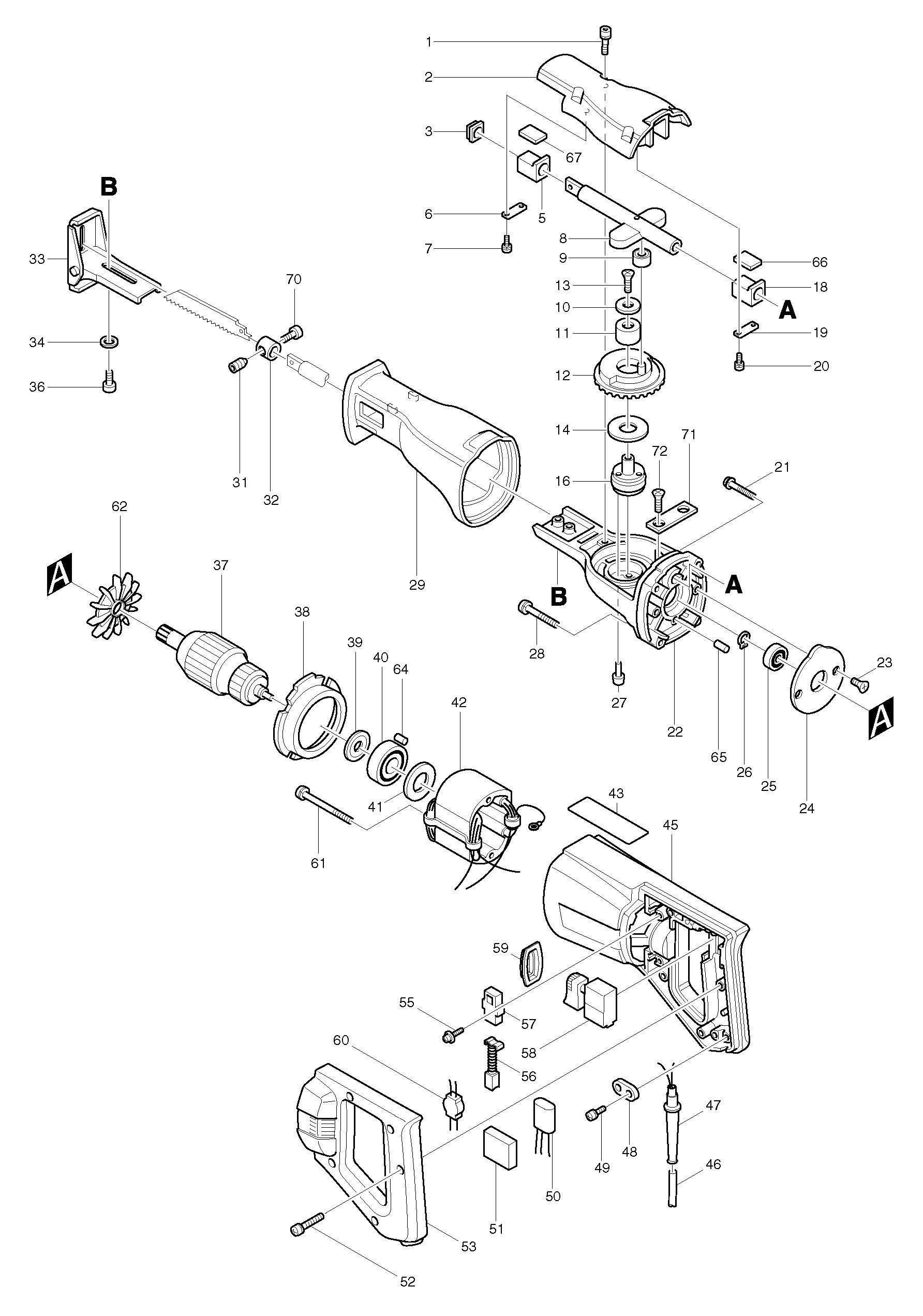 Spares For Makita Jr3000v Reciprocating Saw SPARE JR3000V From Power
