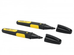 Stanley 0-47-314 Pack of 2 Water and Oil Resistant Black Chisel Tip Markers