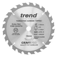 Trend CSB/18424TA 184mm x 16mm x 24T Cordless Circular Saw Blade for Wood - CSB/18424TA