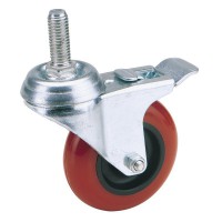 DRAPER 100mm SWIVEL BOLT FIXING POLYURETHANE WHEEL WITH BRAKE 65521