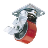 DRAPER 100mm SWIVEL PLATE FIXING HEAVY DUTY POLYURETHANE WHEEL WITH BRAKE 65524