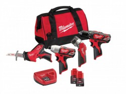 Milwaukee M12 BPP4A-202C 4 Piece Kit 12 Volt 2 x 2.0Ah Li-Ion Batteries