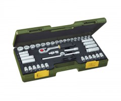 Proxxon 23282 47-piece Compact Socket Set with 3/8\" Baton Ratchet Wrench