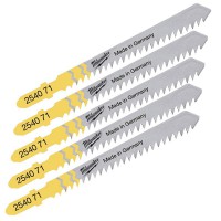 Milwaukee 4932254061 5x 75mm x 2.25mm Wood Clean & Splinter Free Jigsaw Blades