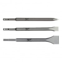 Milwaukee 4932430001 Pack of 3 SDS+ Plus Chisel Set - Pointed, Flat, Wide