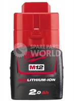 Milwaukee M12 M12B2 12v Volt 2.0Ah Red Lithium-Ion Battery