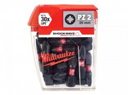 Milwaukee 4932430864 25mm Shockwave PZ2 Pozi Screwdriver Bit 25pk