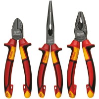 Milwaukee 1000V VDE Plier Set 160mm Diagonal Cutter 205mm Nose Plier 180mm Plier