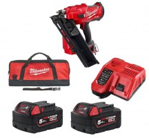 Milwaukee M18 FFN-0C Framing Nailer Nail Gun + 2 x 5ah battery & Charger & Bag