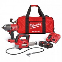 Milwaukee 18v M18FPP2AI-502B M18 High Torque Impact Wrench And Grease Gun Kit