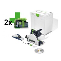 Festool 577025 TSC 55 KEB-Basic 18 Volt Li-Ion Cordless Plunge Cut Circular Saw Body With 2x 5ah Batteries