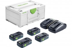 Festool 577105 Lithium-Ion Energy Set 18v 4 x 4ah Batteries 1 x TCL6 DUO Charger in Systainer - FES577105