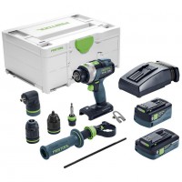 Festool 577250 Cordless Percussion Drill Quadrive TPC18 Kit With Heads & Batteries