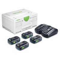 Festool 578824 18V TBX4 Tabless Energy Set 4 x 4.0Ah Batteries & TCL6DUO Charger GB