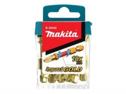 Makita B-39540 Pack of 10 Impact Gold Xtreme Torsion 1/4\" Hex Shank PZ2 Pozi Screwdriver Bits 50mm