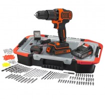 Black & Decker 18V Cordless Combi Drill Driver Kit +2x1.5Ah +Accessories+ KItBox