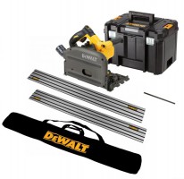 DeWalt DCS520NT 54V FlexVolt Cordless 165mm Plunge Saw Body Only in TSTAK with 2 x DWS5022 1.5m Guide Rails, DeWalt DE62