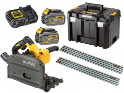 DeWalt DCS520T2 54 Volt FlexVolt Li-Ion Cordless Brushless 165mm Plunge Saw 2 x 6.0 AH Batteries with 2 x DWS5022 1.5m G