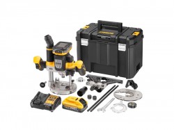 Dewalt DCW620H2 18V XR Brushless 1/2\" Plunge Router, 2x 5.0Ah Powerstack Batteries, Charger & Deep TSTAK Case