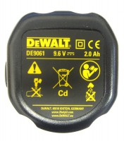 DeWalt DE9061 9.6 Volt 2.0Ah Ni-Cd Push-In Battery Pack