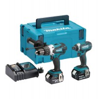Makita DLX2145TJ 18V LXT Li-Ion Cordless Twin Pack DHP458 Combi Hammer Drill & DTD152 Impact Driver 2 x 5.0Ah w/ Kitbox 