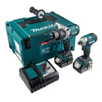 Makita DLX2214TJ 18 Volt LXT Li-Ion Cordless Brushless Combi Drill  & Impact Driver Twin Kit 2 x 5.0Ah Batteries