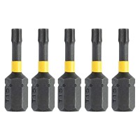 Dewalt DT7380T Pack Of Five T15 x 25mm Impact Torsion Screwdriver Bit