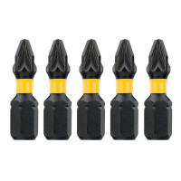 DeWalt DT7388T Pack of 5 25mm Hex Shank Pozi PZ3 Impact Torsion Screwdriver Bits