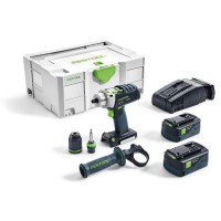 Festool 574919 PDC 18/4 Li 5,2 Plus-SCA GB 18 Volt Li-Ion Cordless Brushless Combi Drill 2 x 5.2Ah Batteries