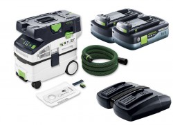 Festool 577067 Cordless mobile Dust Extractor CTMC MIDI I-Basic + 2 x 4ah Battery + Duo Charger