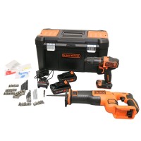 Black & Decker BDCHD181B2A+BDCR18N Combi + Recip Saw 18v Kit + Toolbox