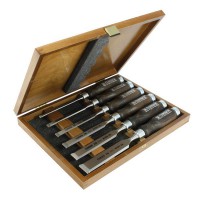 NAREX 8530 53 Wood Line Profi 6 Piece Bevel Edge Beech Chisel Set In Wooden Box