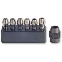 Proxxon 28940 MICROMOT Collets, 6 pcs. with collet nut and holder, 1 - 3.2 mm NO 28 940