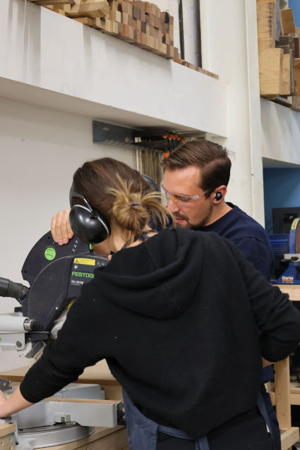 Richard Wagner with carpentry student
