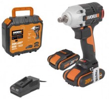 Worx WX272 18V Cordless Brushless Impact Wrench Drill x2 Battery Charger & Case