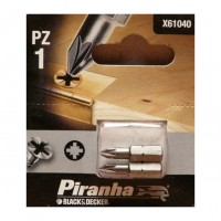 Black & Decker Piranha X61040 Pack of 2 Pozi PZ1 Hex Shank Screwdriver Bits