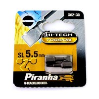 Black & Decker Piranha X62130 Pack of 2 Hi-Tech Torsion Flat Head SL 5.5mm x 25mm Hex Shank Screwdriver Bits