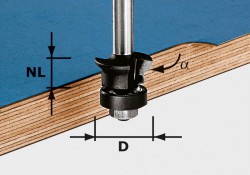 Festool 491026 Edge trimming chamfer cutter shank 8 mm HW S8 D24/0 +45