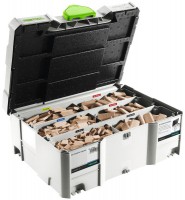 Festool 498899 Pack of 1060 Beechwood domino Biscuit & Cutters Assortment Sizes 4 - 10 in Systainer