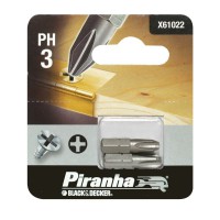 Black & Decker Piranha X61022 Pack of 2 Philips Head PH3 Hex Shank Screw Driver Bits 25mm